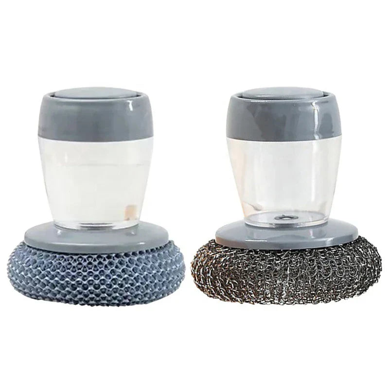 Pot Scrubber Brush with Soap Dispensing Handle