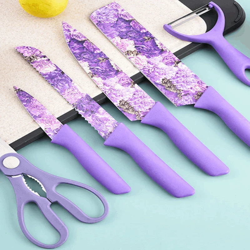 Printed Pattern Kitchen Utensil Set 6 Piece
