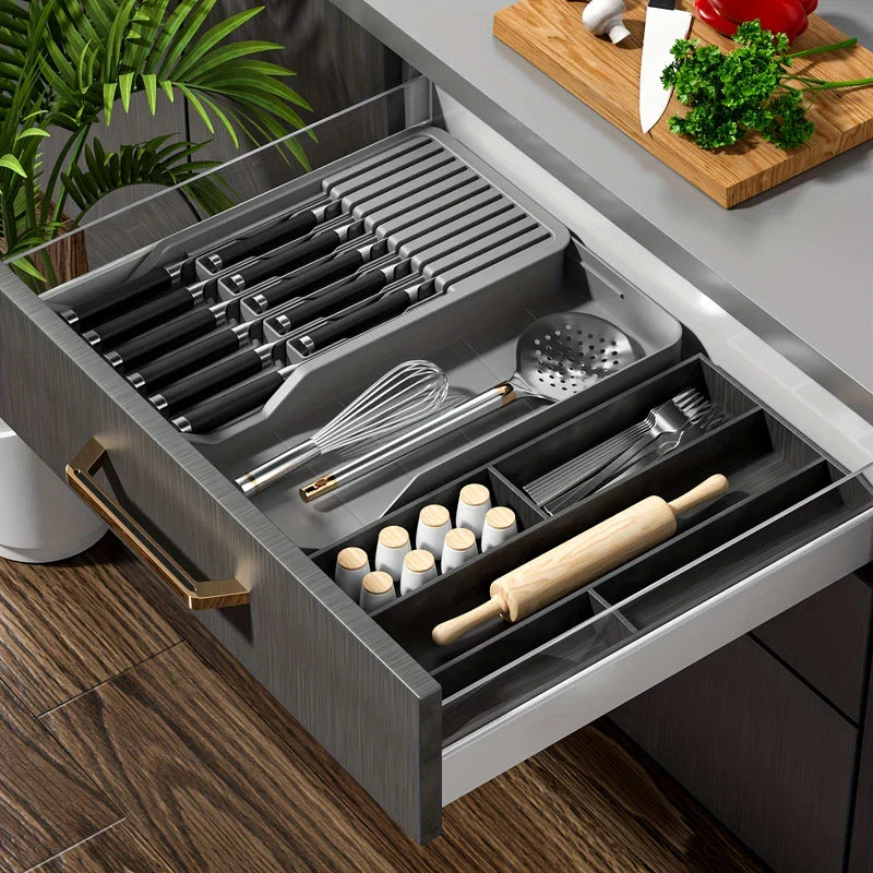 Pull-Out Kitchen Knife Block Organizer