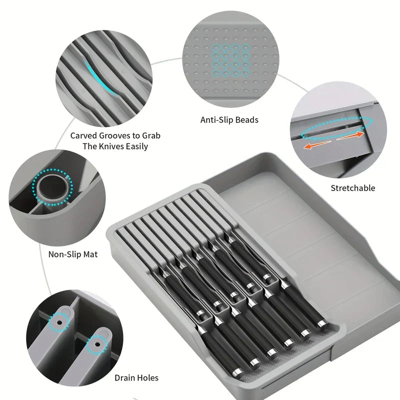 Pull-Out Kitchen Knife Block Organizer