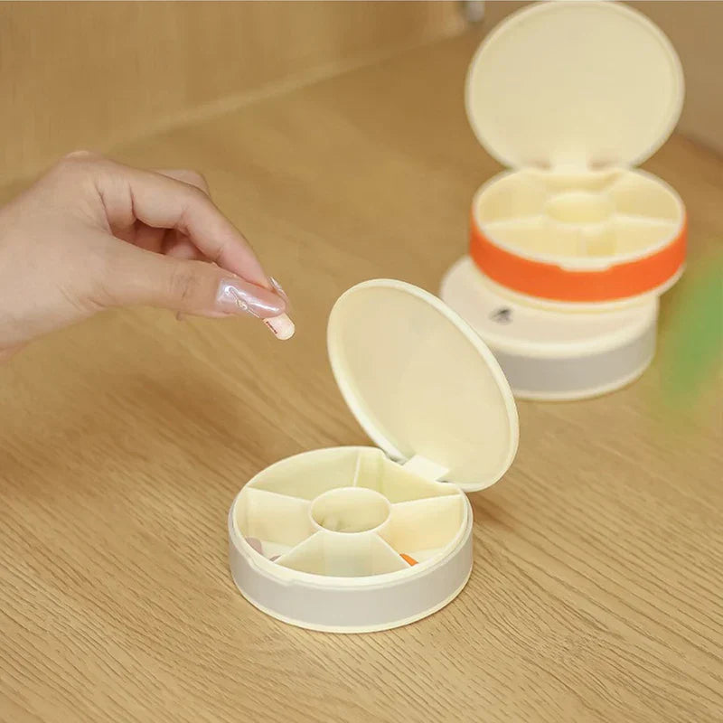 Round Travel Pill Organizer Box Case