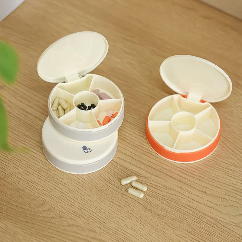 Round Travel Pill Organizer Box Case