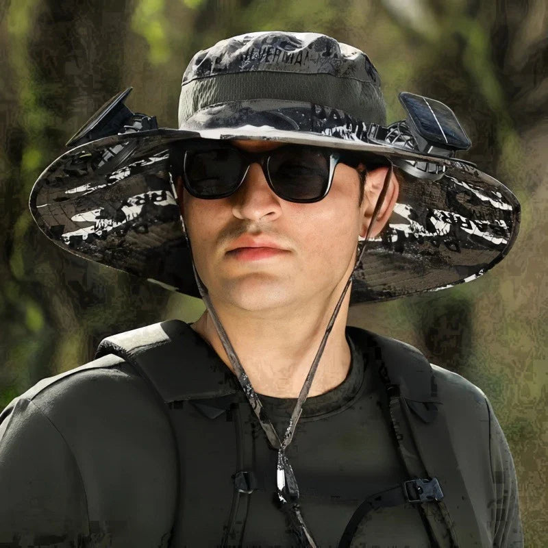 Solar 2 Fans Wide Brim Sun Hat New HomeGoods