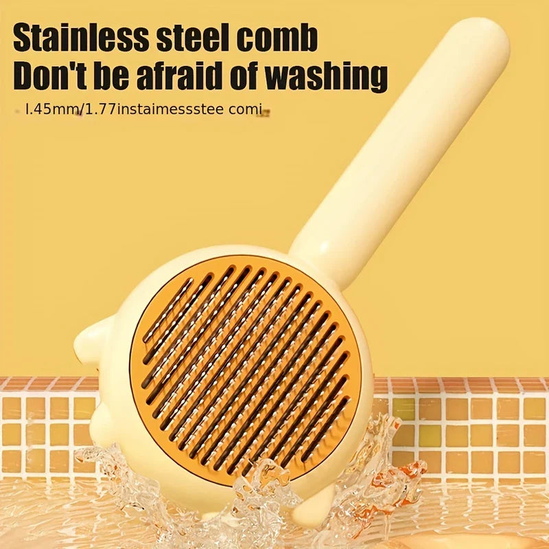 Self-Cleaning Pet Slicker Brush For Shedding