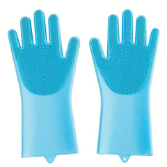 Silicone Dishwashing Cleaning Gloves with Scrubber