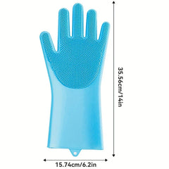 Silicone Dishwashing Cleaning Gloves with Scrubber