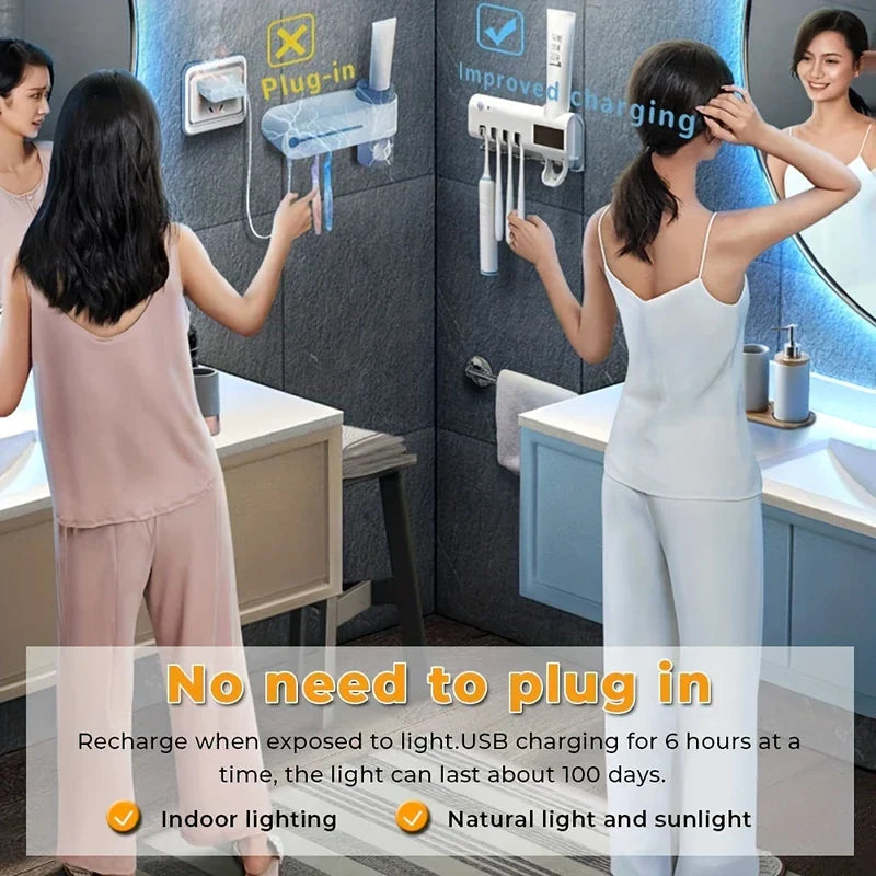 Smart UV Toothbrush Holder Sanitizer Wall Mount
