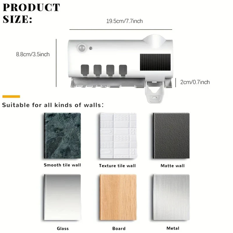 Smart UV Toothbrush Holder Sanitizer Wall Mount