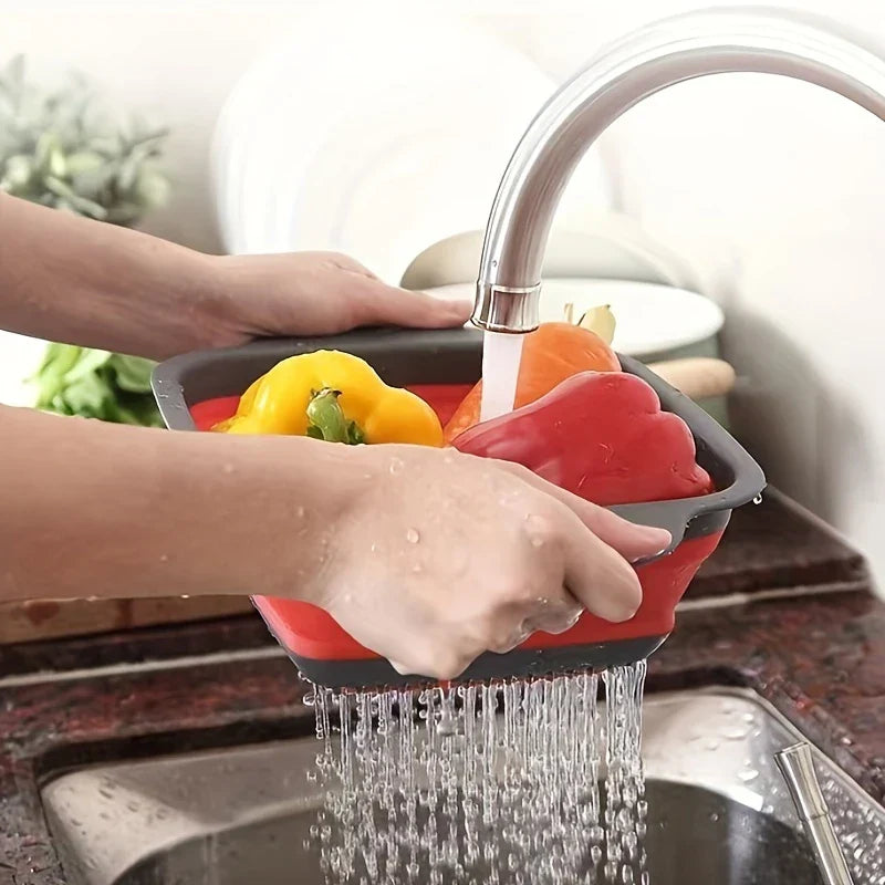 Square Plastic Colander Fruit Washing Basket Strainer