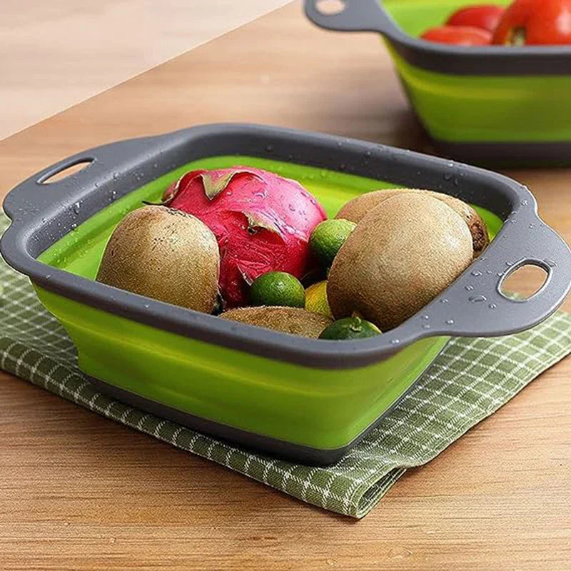 Square Plastic Colander Fruit Washing Basket Strainer