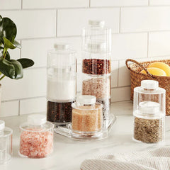 Stackable Clear Spice Tower Jar Set