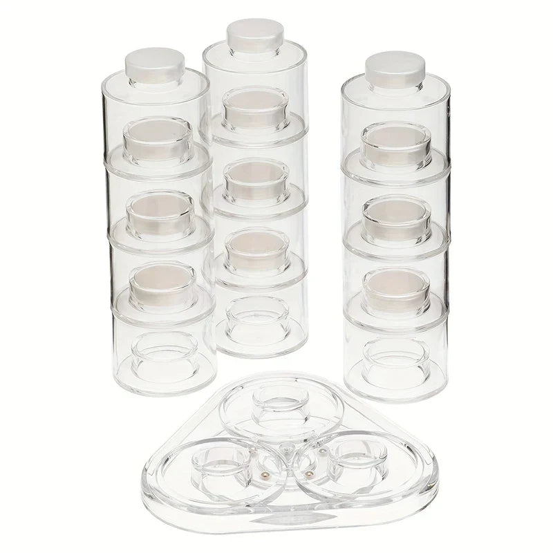 Stackable Clear Spice Tower Jar Set