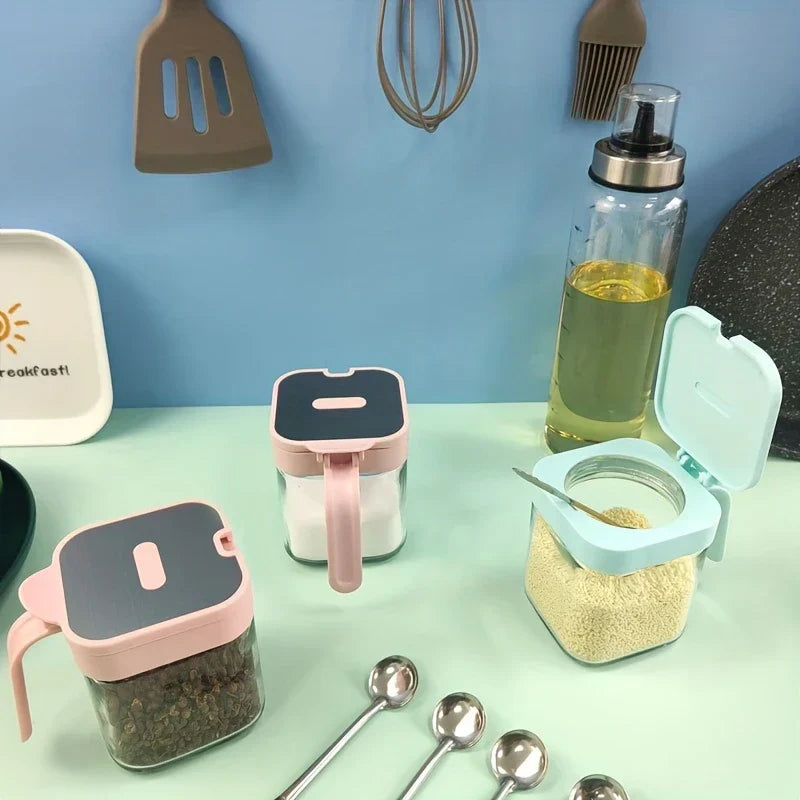 Stainless Steel Glass Spice Jar Shaker Container