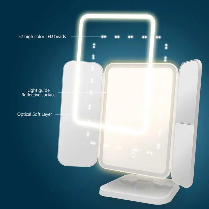Tri-Fold Led Vanity Makeup Mirror
