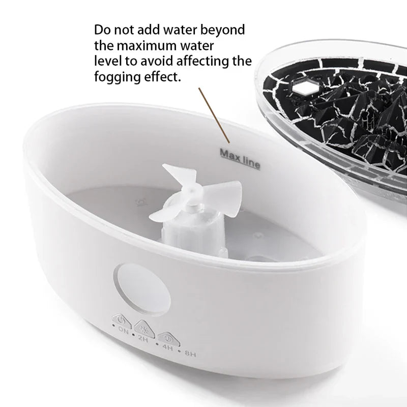 White Crackle Flame Effect Oil Diffuser Humidifier