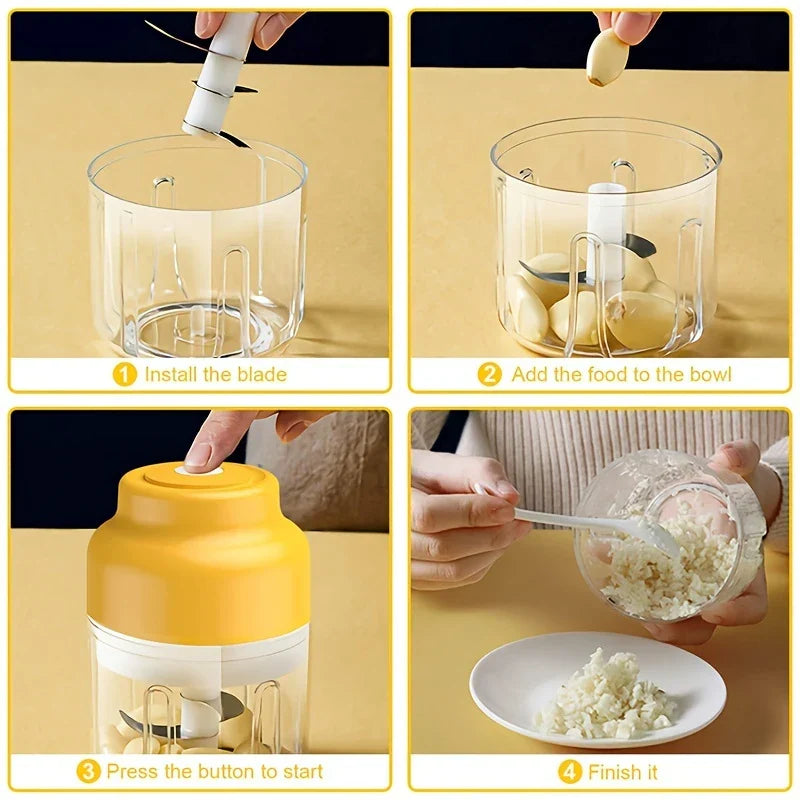 Wireless Electric Mini Garlic Chopper Press Mincer