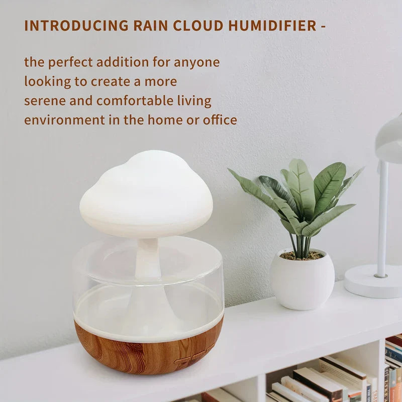 Wood Grain Cloud Rain Drop Humidifier Diffuser