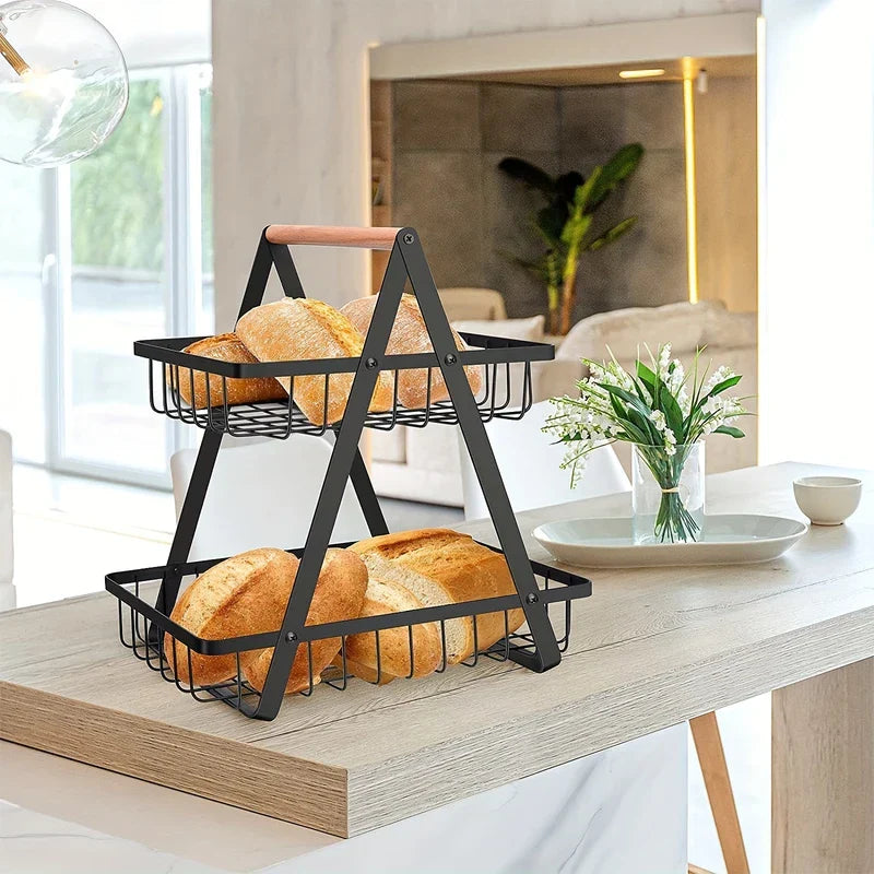 Wrought Iron Wire Fruit Basket Bowl Stand