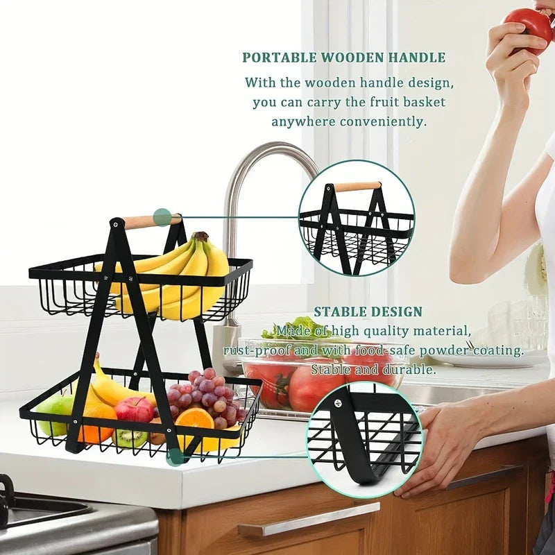 Wrought Iron Wire Fruit Basket Bowl Stand