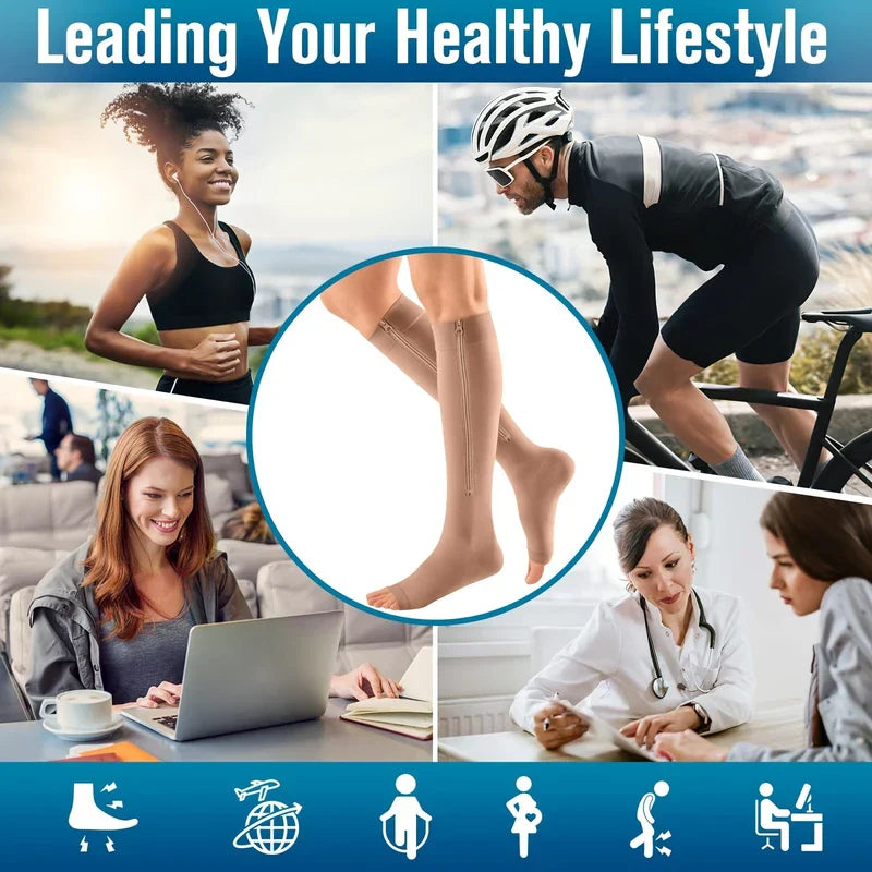 Zipper Compression Socks for Men Women