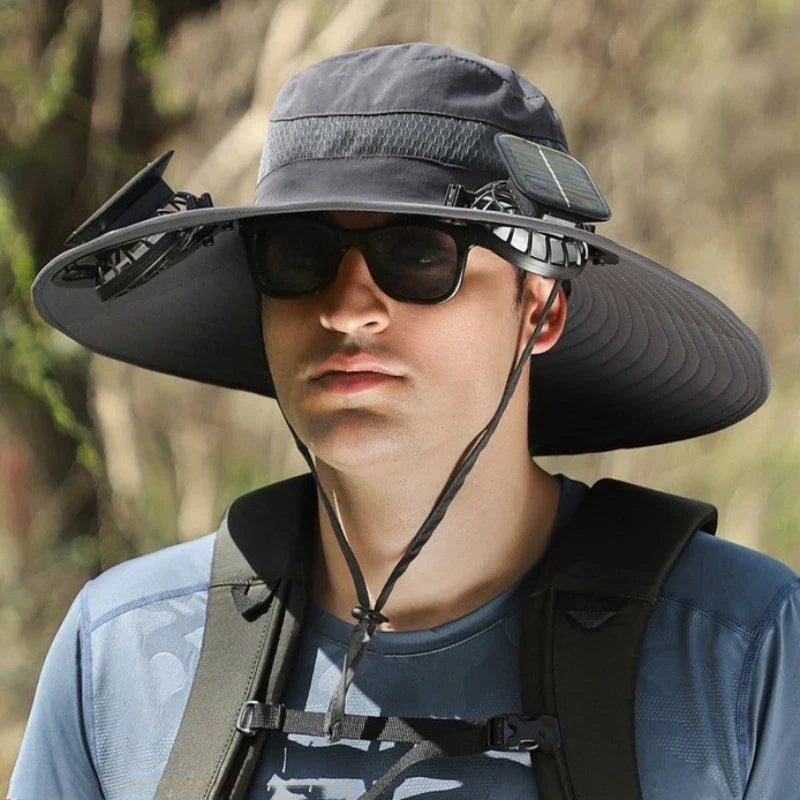 Solar 2 Fans Wide Brim Sun Hat New HomeGoods