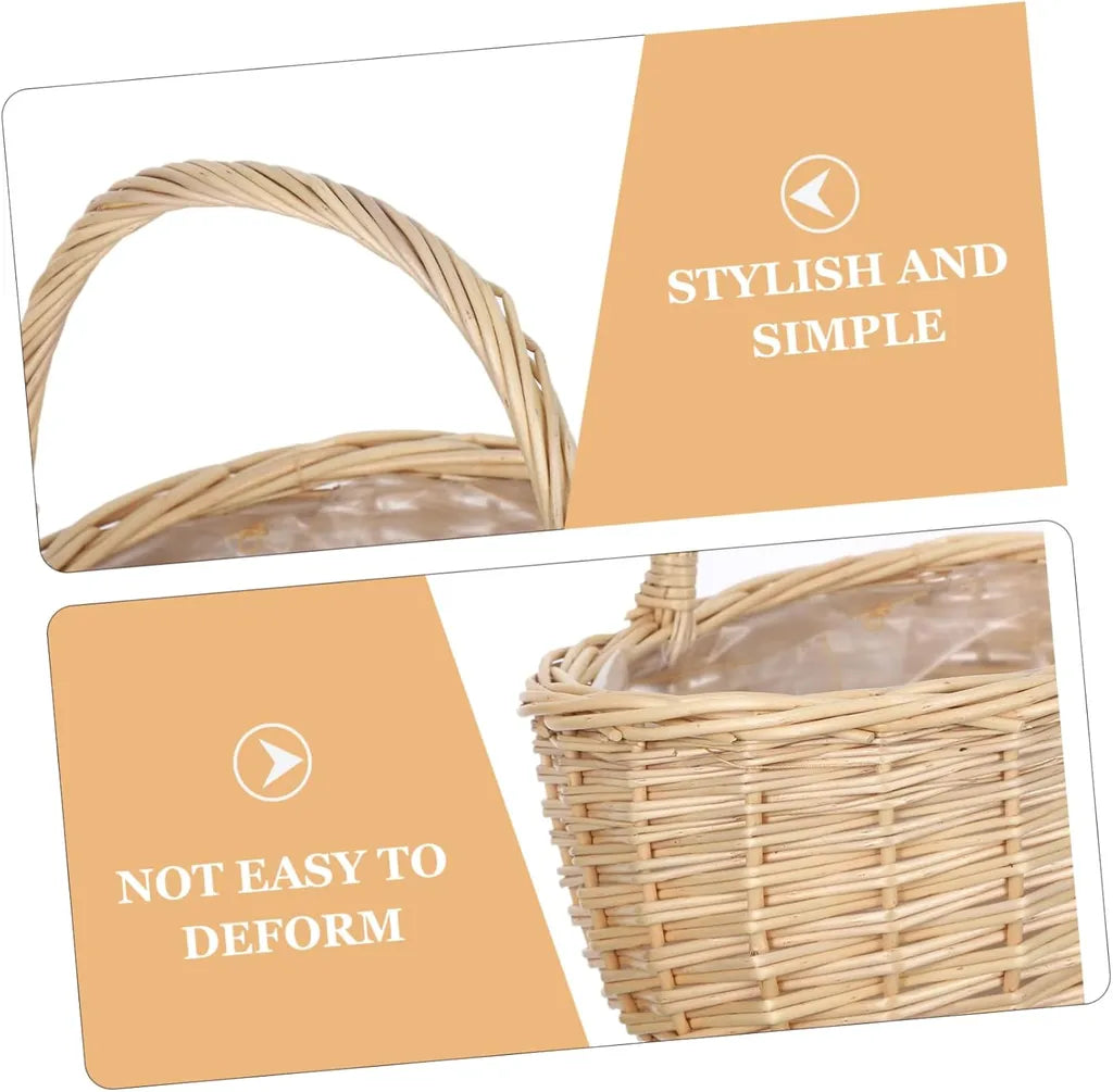 Stylish simple wicker basket handle and weave detail, not easy to deform
