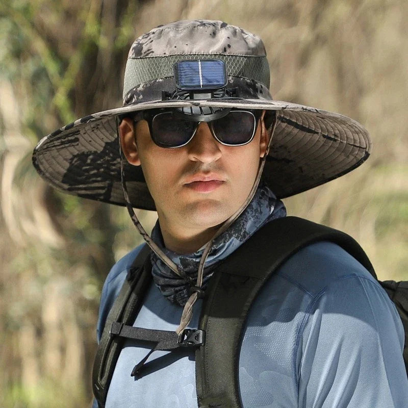 Solar 2 Fans Wide Brim Sun Hat New HomeGoods