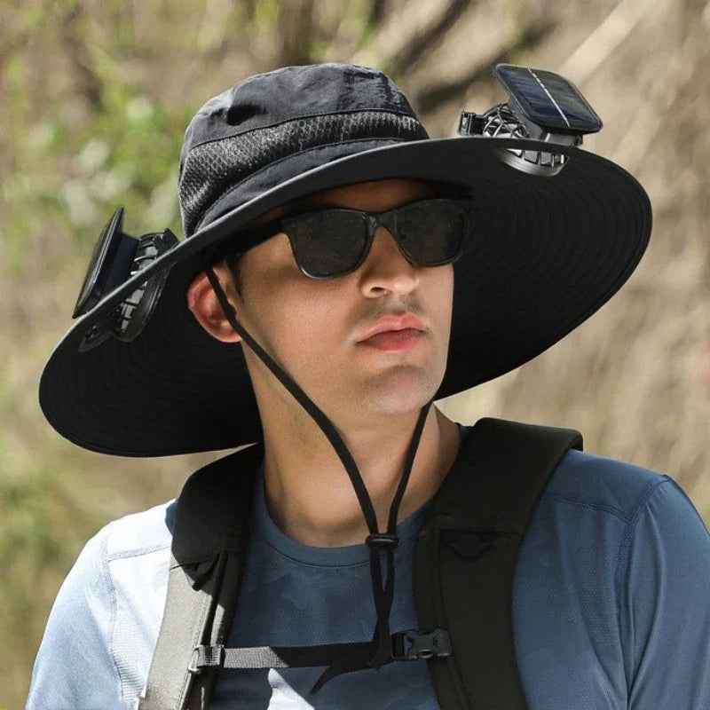 Solar 2 Fans Wide Brim Sun Hat New HomeGoods