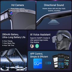 Lunettes caméra intelligentes AI 8MP