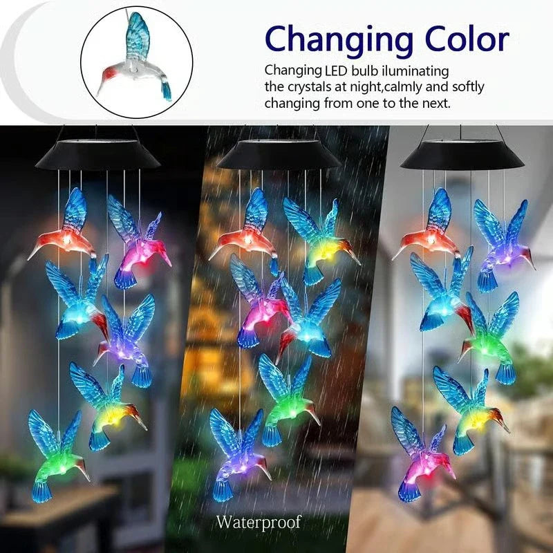 Enchanted Garden: Solar-Powered Color-Changing LED Wind Chimes New HomeGoods