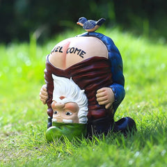 Statue de gnome d'accueil amusante