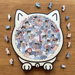 Quebra-Cabeças de Madeira Colorido em Forma de Gato - 135 Peças