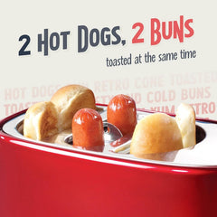 Retro Hot Dog Toaster - 2-Slot Pop-Up Toaster for Hot Dogs & Buns