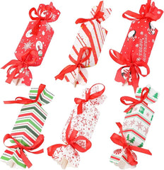 Caixas de presente de doces de Natal - 24 sacos festivos com fita vermelha