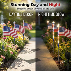 8er-Pack Solar-Sternlichter/250. Jubiläums-Flaggenlicht-Set/ Patriotische LED-Dekoration für draußen
