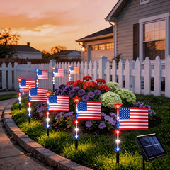 8er-Pack Solar-Sternlichter/250. Jubiläums-Flaggenlicht-Set/ Patriotische LED-Dekoration für draußen